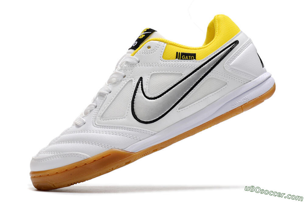 Supreme x Nike SB Gato IC Indoor & Futsal Soccer Shoes - White/Silver/Yellow 4
