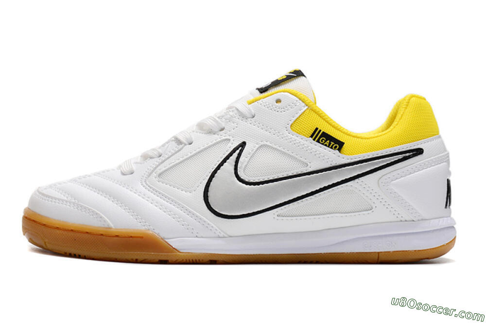Supreme x Nike SB Gato IC Indoor & Futsal Soccer Shoes - White/Silver/Yellow 2