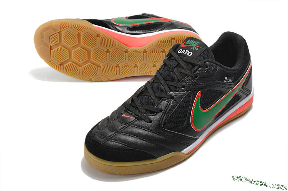 Supreme x Nike SB Gato IC Indoor & Futsal Soccer Shoes - Black/Red/Green 3