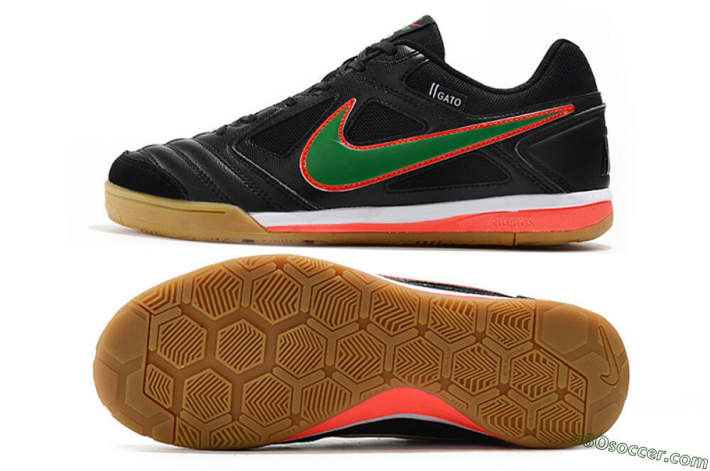 Supreme x Nike SB Gato IC Indoor & Futsal Soccer Shoes - Black/Red/Green 0
