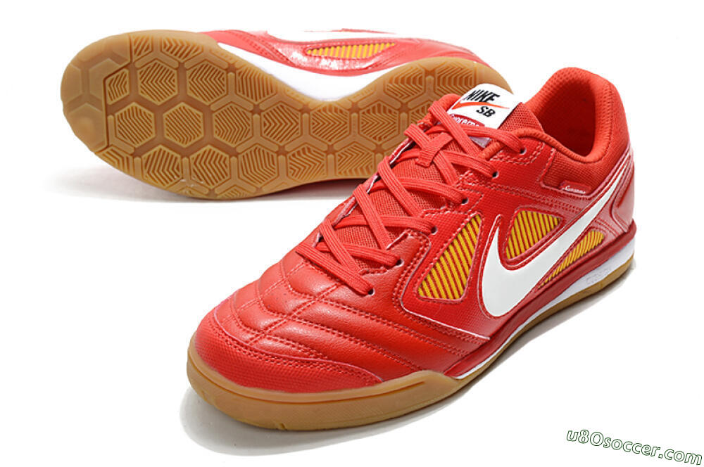 Supreme x Nike SB Gato IC Indoor & Futsal Soccer Shoes - Red/White/Yellow 3
