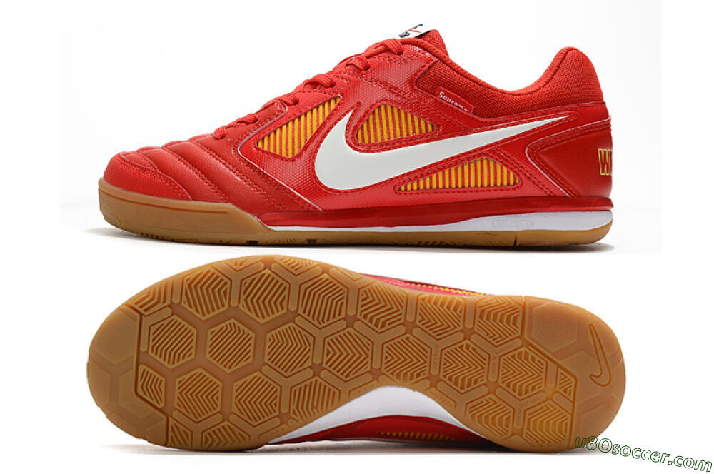 Supreme x Nike SB Gato IC Indoor & Futsal Soccer Shoes - Red/White/Yellow 0