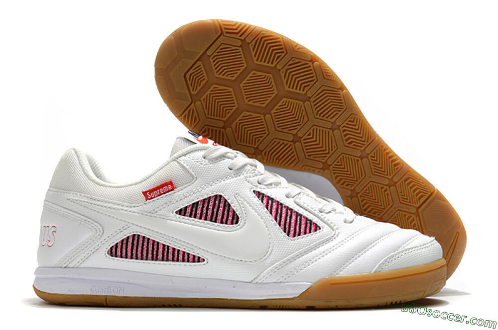 Supreme x Nike SB Gato IC Indoor & Futsal Soccer Shoes - White/Red/Brown 1