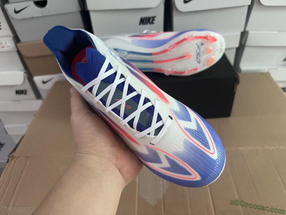 Adidas F50 Adizero FG Firm Ground Soccer Cleats - White/Blue/Pink