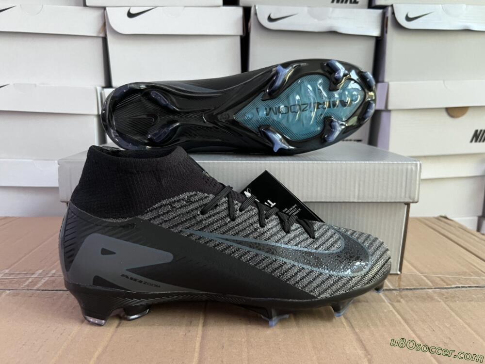 Nike Air Zoom Mercurial Superfly 10 Elite FG Firm Ground Soccer Cleats - Black/Jade/Blue