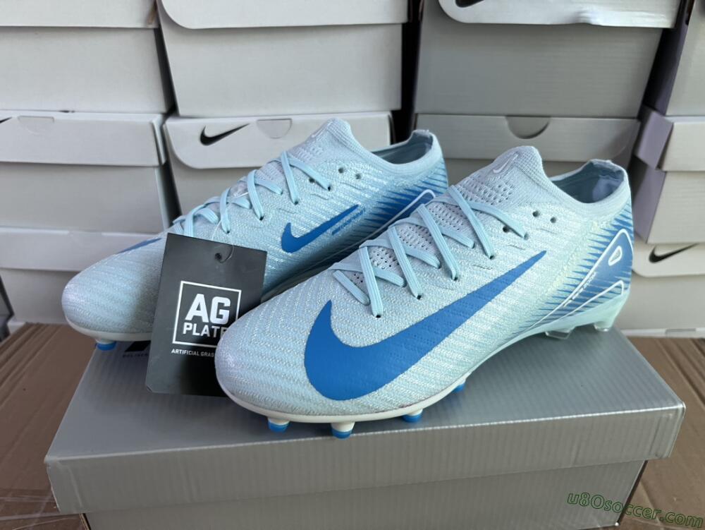 Nike Air Zoom Mercurial Vapor 16 Elite AG Artificial Grass Soccer Cleats - Jade/Beige/Blue