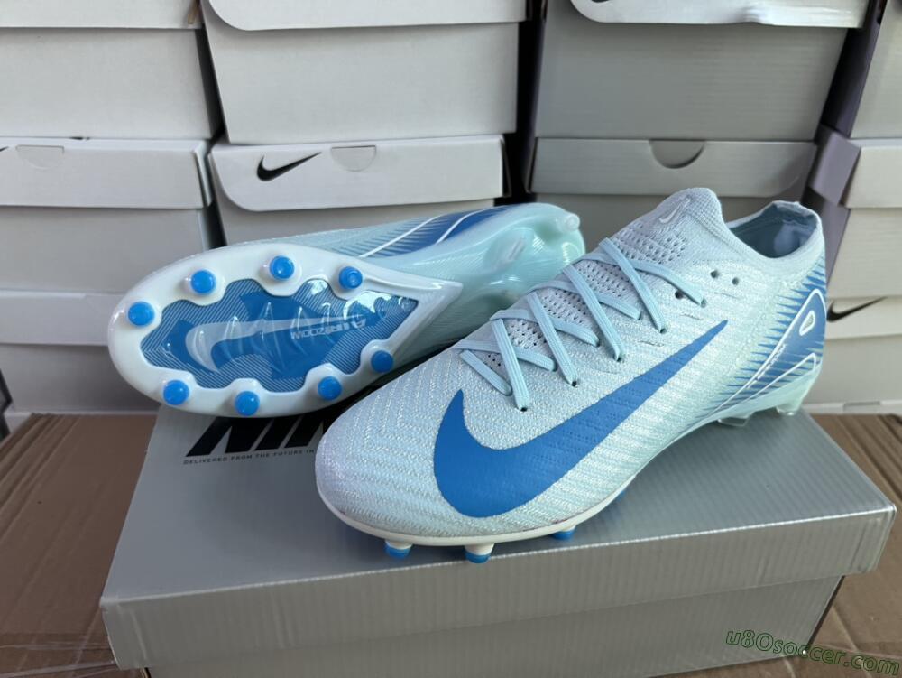 Nike Air Zoom Mercurial Vapor 16 Elite AG Artificial Grass Soccer Cleats - Jade/Beige/Blue