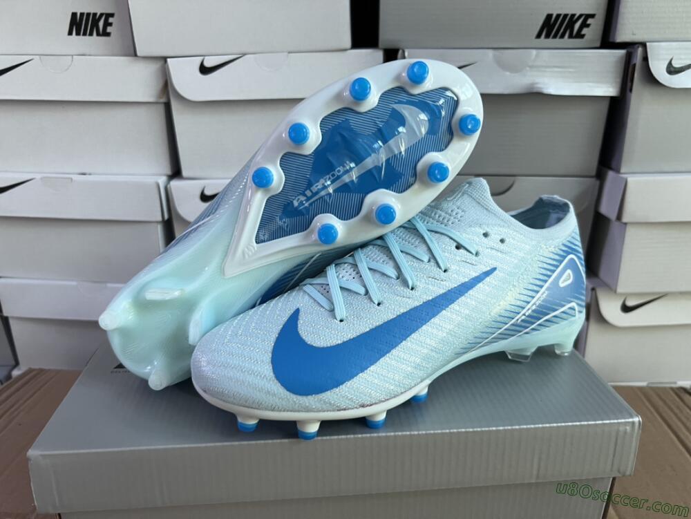 Nike Air Zoom Mercurial Vapor 16 Elite AG Artificial Grass Soccer Cleats - Jade/Beige/Blue