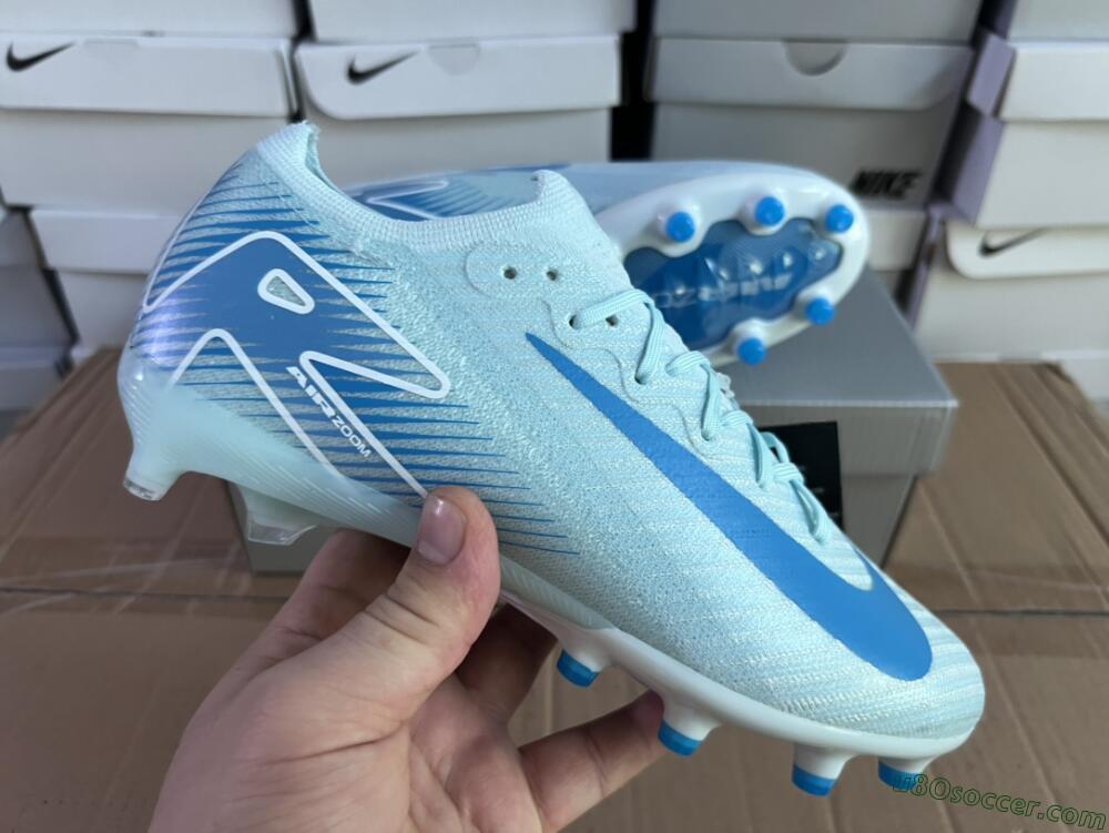 Nike Air Zoom Mercurial Vapor 16 Elite AG Artificial Grass Soccer Cleats - Jade/Beige/Blue
