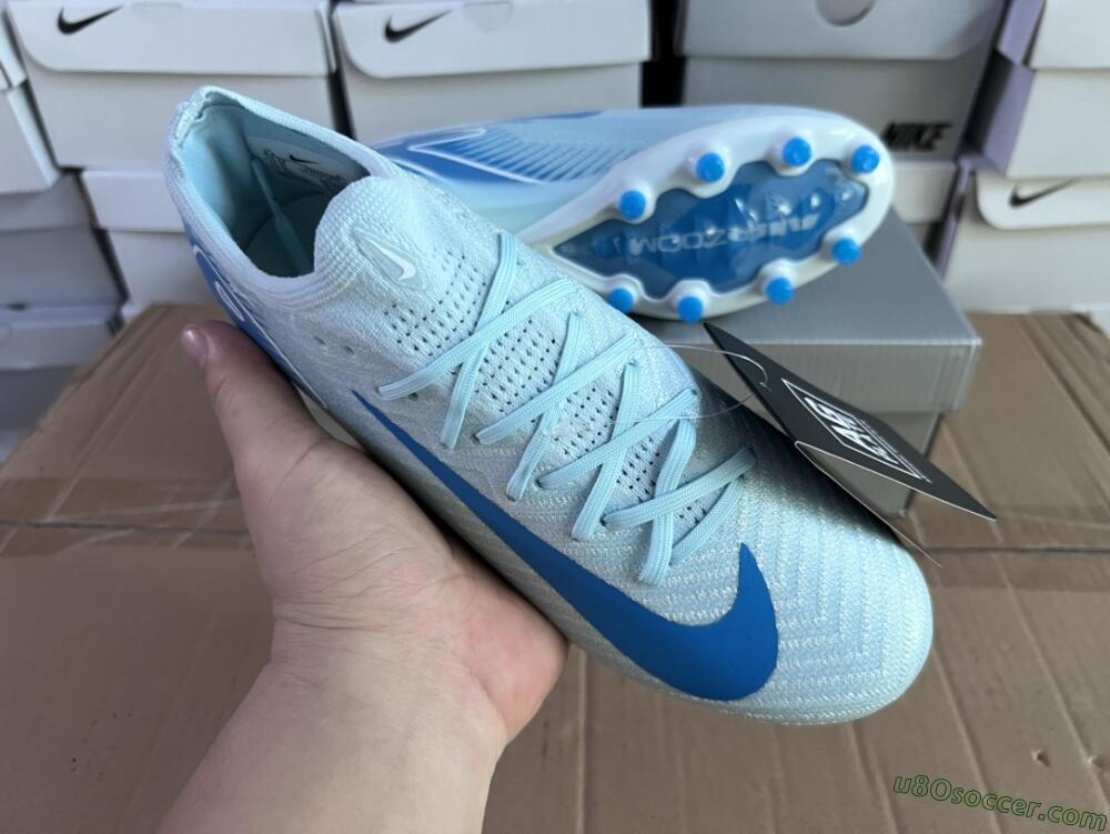 Nike Air Zoom Mercurial Vapor 16 Elite AG Artificial Grass Soccer Cleats - Jade/Beige/Blue