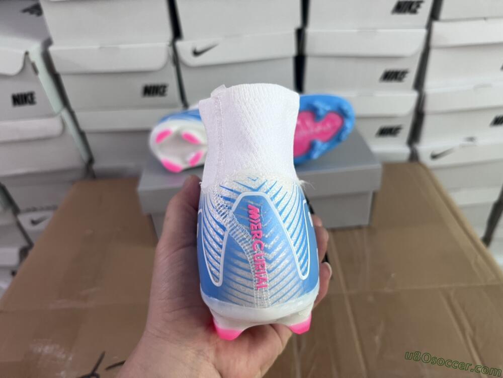 Nike Air Zoom Mercurial Superfly 10 Elite FG Firm Ground Soccer Cleats - White/Pink/Blue