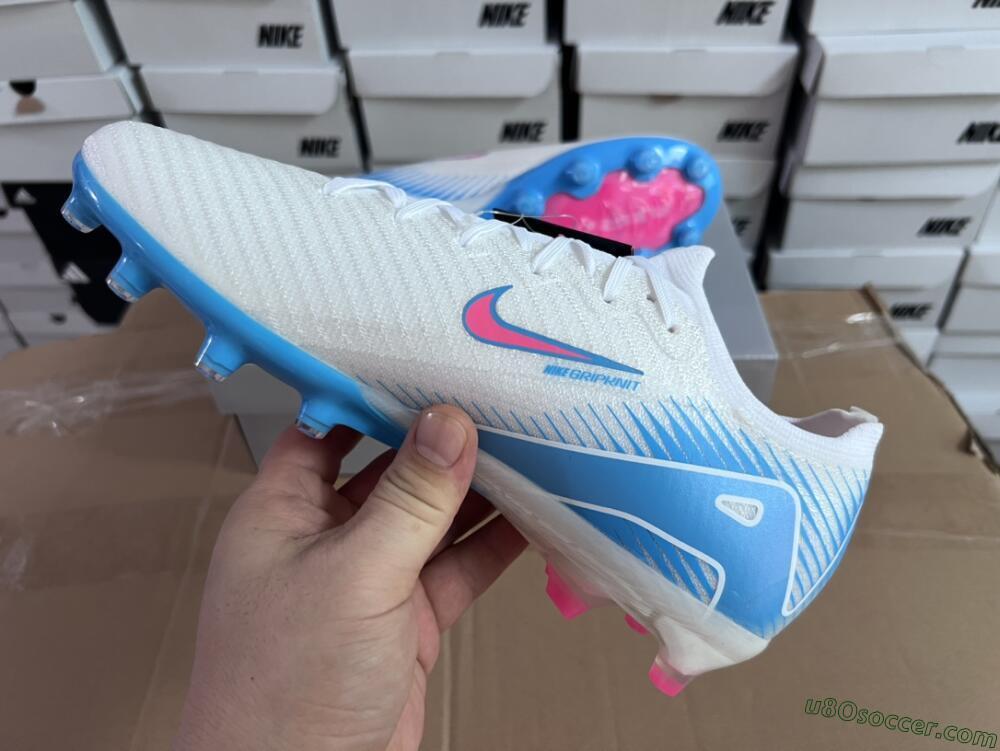 Nike Air Zoom Mercurial Vapor 16 Elite AG Artificial Grass Soccer Cleats - White/Pink/Blue