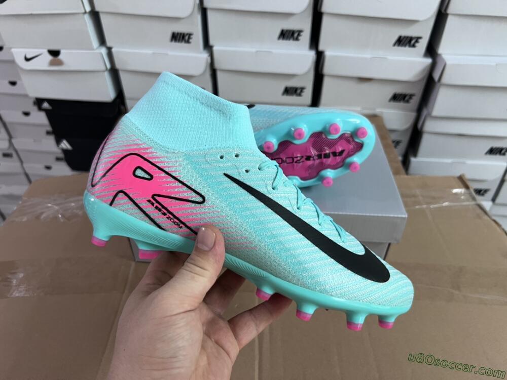 Nike Air Zoom Mercurial Superfly 10 Elite AG Artificial Grass Soccer Cleats - Green/Pink/Black