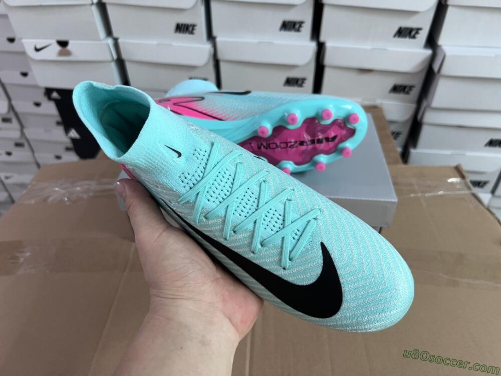 Nike Air Zoom Mercurial Superfly 10 Elite AG Artificial Grass Soccer Cleats - Green/Pink/Black