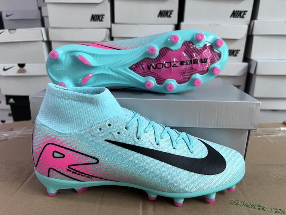 Nike Air Zoom Mercurial Superfly 10 Elite AG Artificial Grass Soccer Cleats - Green/Pink/Black