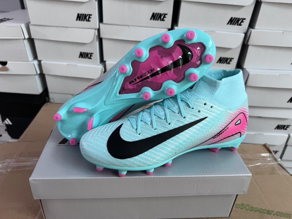 Nike Air Zoom Mercurial Superfly 10 Elite AG Artificial Grass Soccer Cleats - Green/Pink/Black
