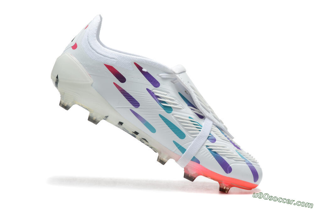 Adidas Predator Elite Foldover Tongue FG Firm Ground Soccer Cleats - White/Blue/Purple/Red 4