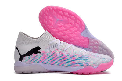 Puma Future 7 Ultimate TF Artificial Turf Soccer Shoes - White/Pink/Blue/Black