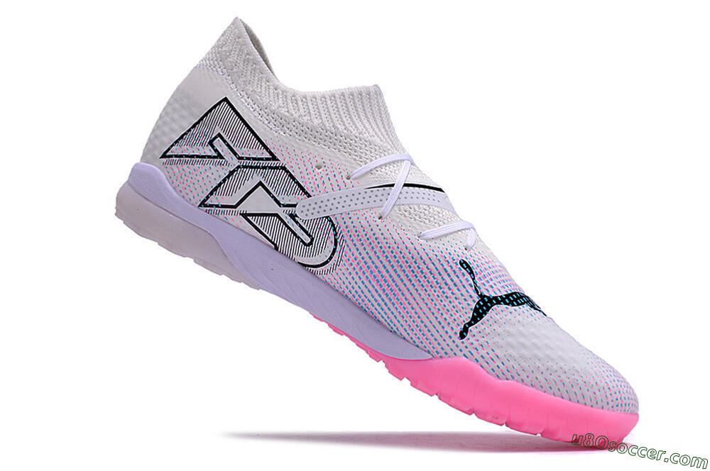 Puma Future 7 Ultimate TF Artificial Turf Soccer Shoes - White/Pink/Blue/Black 3