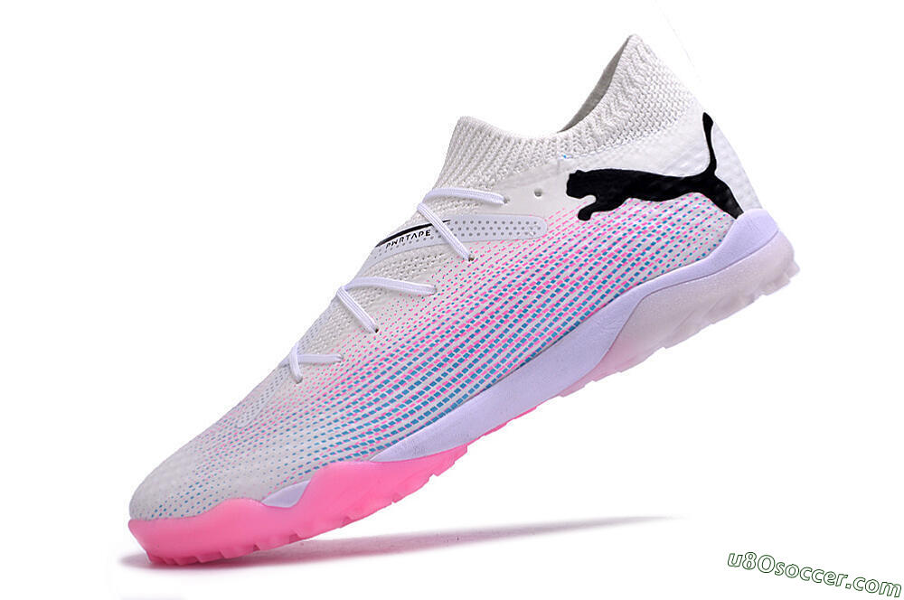 Puma Future 7 Ultimate TF Artificial Turf Soccer Shoes - White/Pink/Blue/Black 4