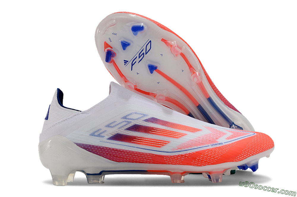 Adidas F50 Elite Laceless FG Firm Ground Soccer Cleats - White/Red/Blue 1