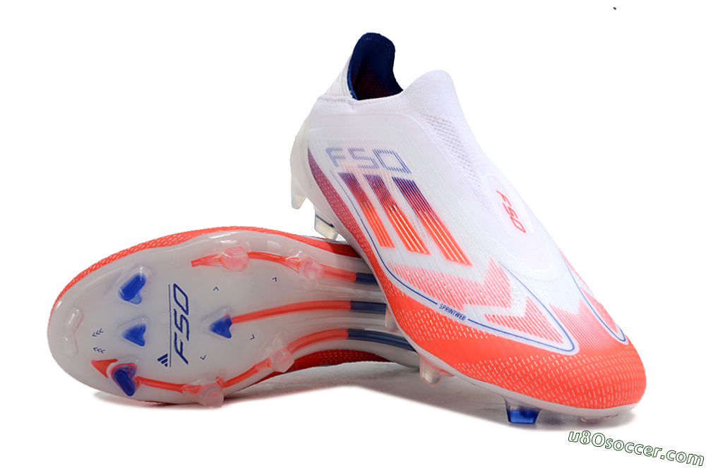 Adidas F50 Elite Laceless FG Soccer Cleats - White/Red/Blue