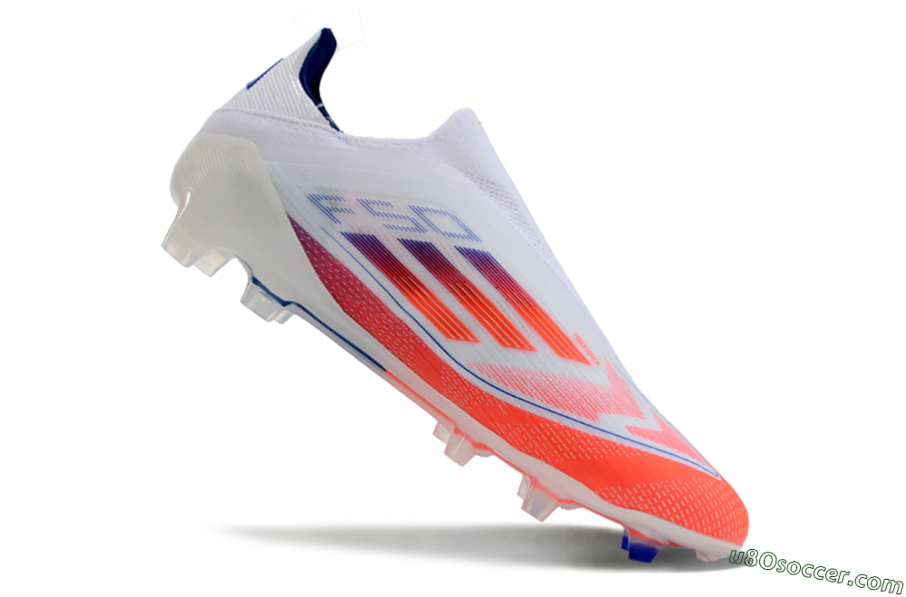 Adidas F50 Elite Laceless FG Firm Ground Soccer Cleats - White/Red/Blue 3
