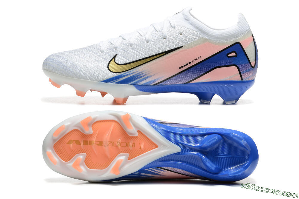 Nike Air Zoom Mercurial Vapor 16 Elite FG Firm Ground Soccer Cleats - White/Gold/Pink/Blue 0