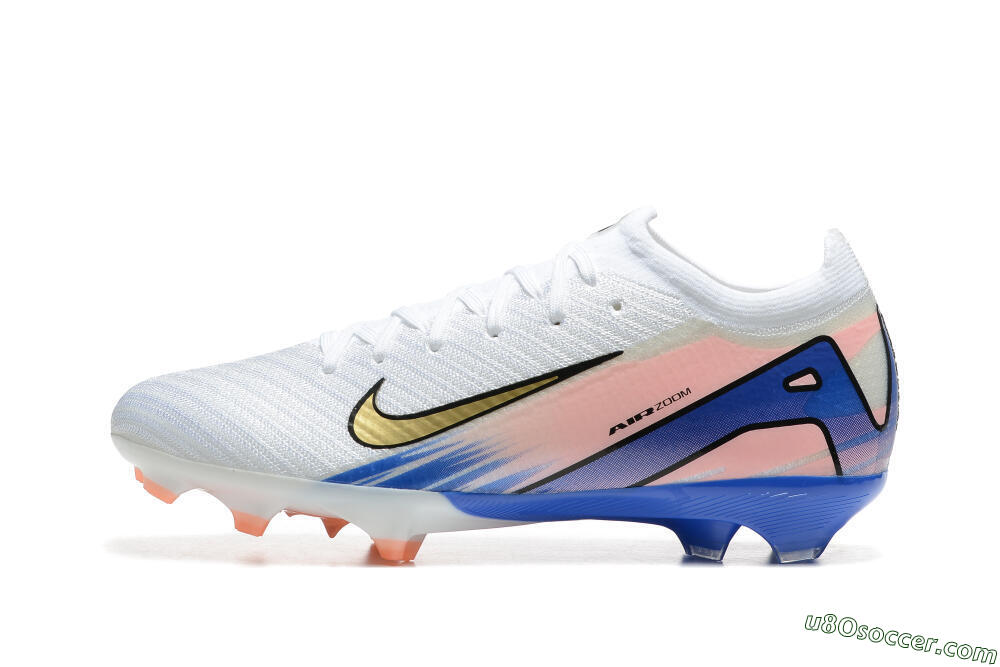 Nike Air Zoom Mercurial Vapor 16 Elite FG Firm Ground Soccer Cleats - White/Gold/Pink/Blue 2