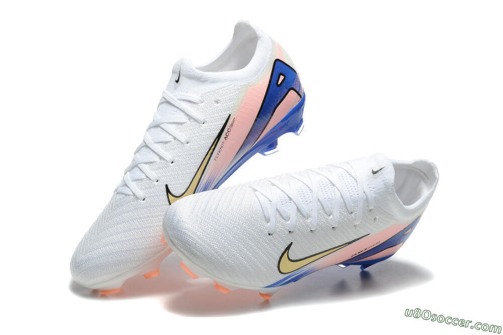 Nike Air Zoom Mercurial Vapor 16 Elite FG Firm Ground Soccer Cleats - White/Gold/Pink/Blue 3