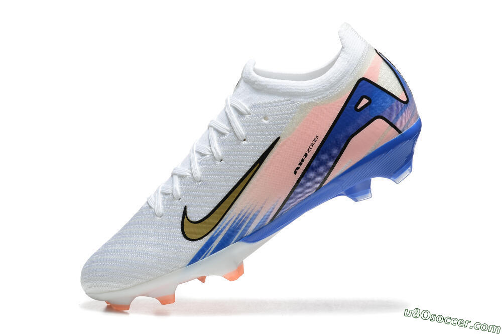 Nike Air Zoom Mercurial Vapor 16 Elite FG Firm Ground Soccer Cleats - White/Gold/Pink/Blue 5