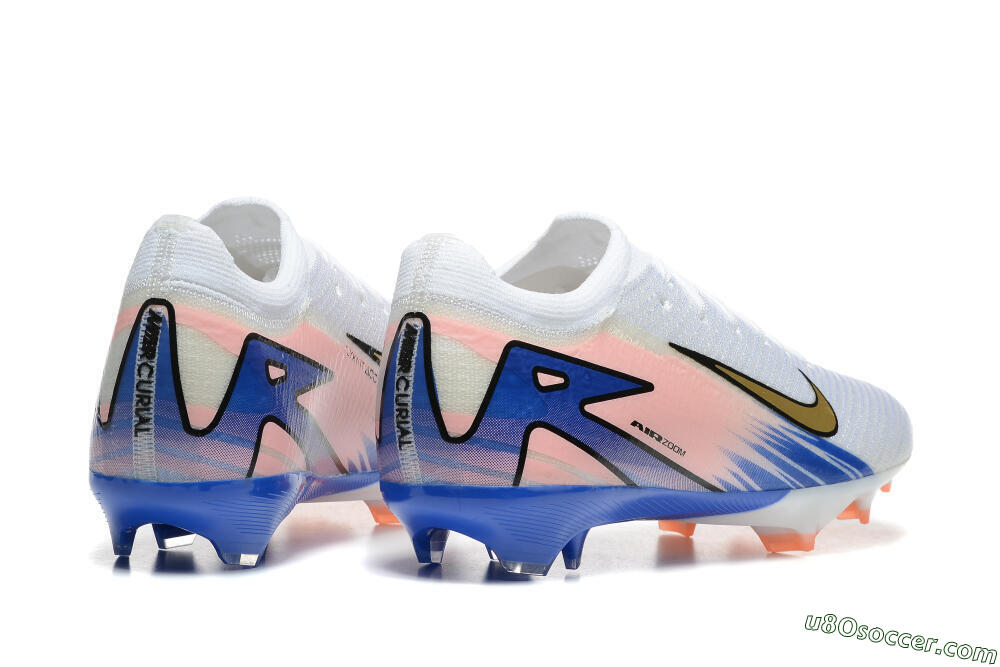 Nike Air Zoom Mercurial Vapor 16 Elite FG Firm Ground Soccer Cleats - White/Gold/Pink/Blue 6