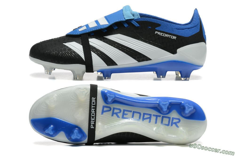Adidas Predator Elite Foldover Tongue FG Firm Ground Soccer Cleats - Black/White/Blue 0