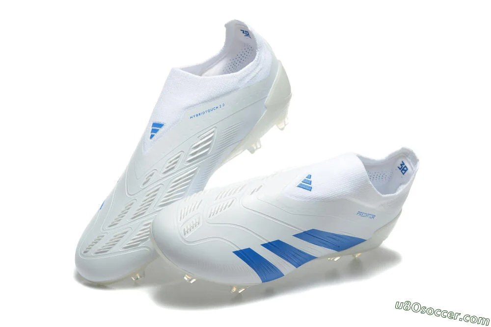 Adidas Predator Elite Laceless FG Soccer Cleats - White/Blue