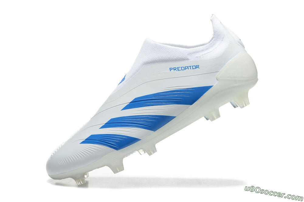 Adidas Predator Elite Laceless FG Firm Ground Soccer Cleats - White/Blue 5
