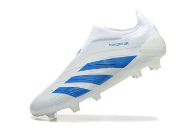 Adidas Predator Elite Laceless FG Firm Ground Soccer Cleats - White/Blue