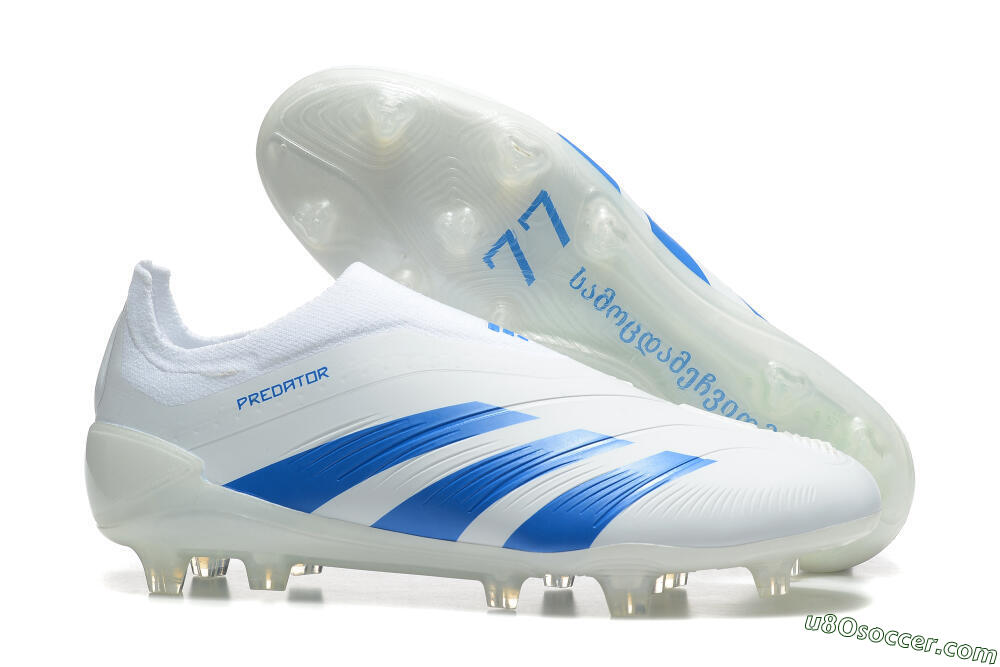 Adidas Predator Elite Laceless FG Firm Ground Soccer Cleats - White/Blue 1