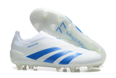 Adidas Predator Elite Laceless FG Firm Ground Soccer Cleats - White/Blue