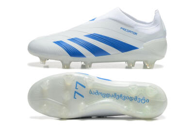 Adidas Predator Elite Laceless FG Firm Ground Soccer Cleats - White/Blue