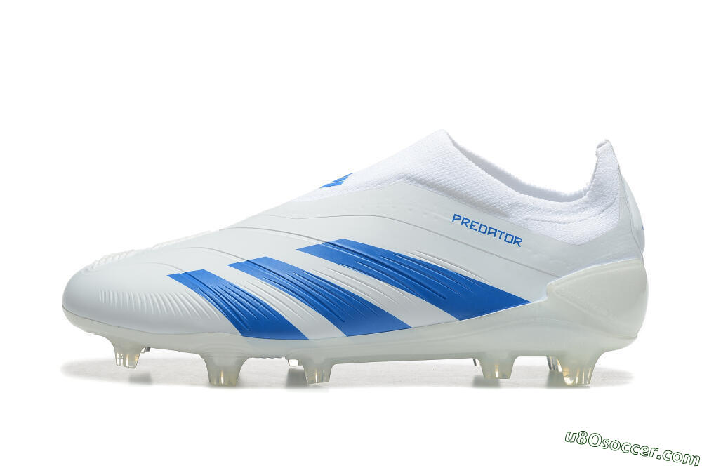 Adidas Predator Elite Laceless FG Firm Ground Soccer Cleats - White/Blue 2