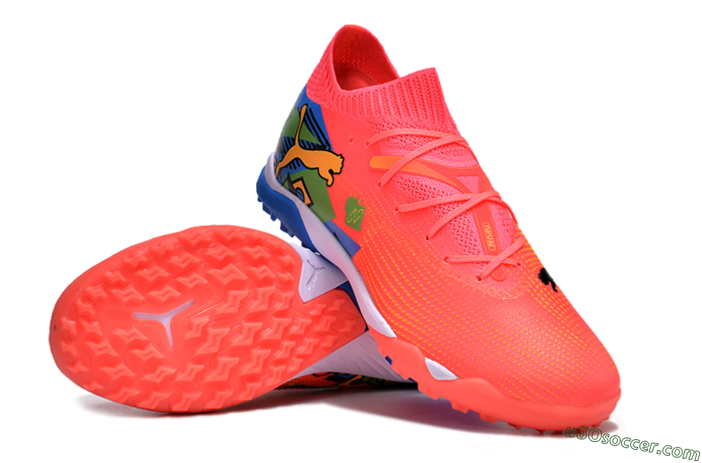 Puma Future 7 Ultimate TF Artificial Turf Soccer Shoes - Red/Blue/Yellow 2