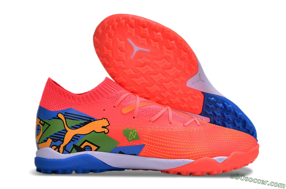 Puma Future 7 Ultimate TF Artificial Turf Soccer Shoes - Red/Blue/Yellow 1