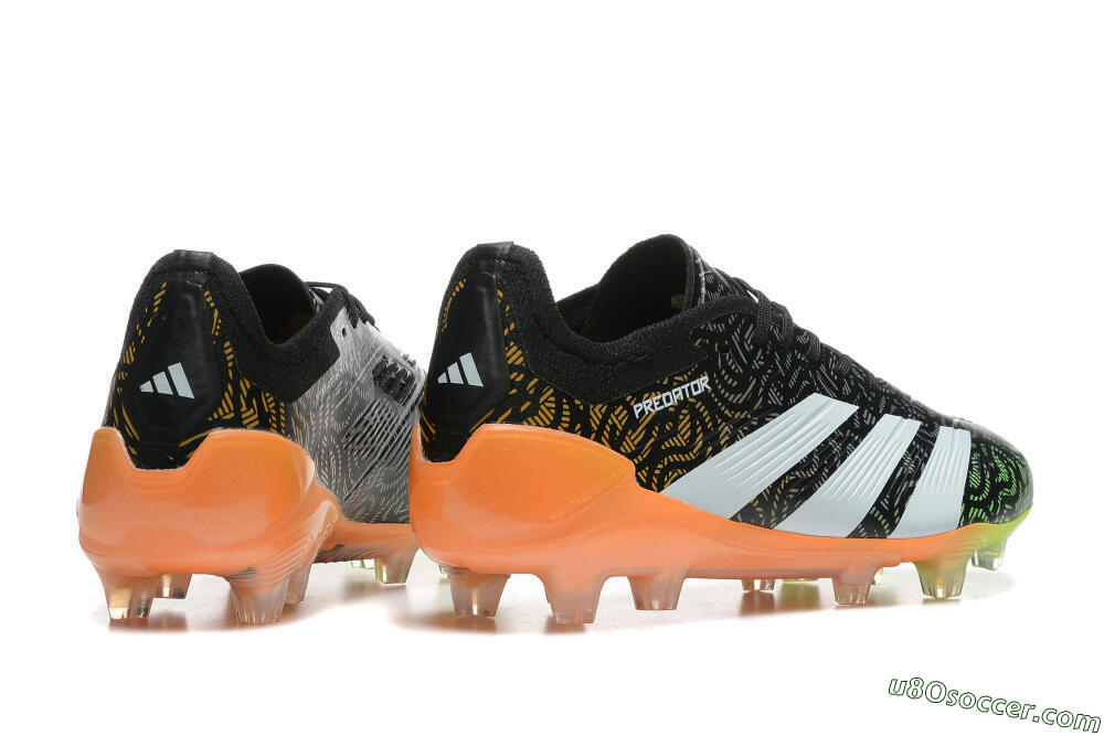 Adidas Predator 24 Elite FG Firm Ground Soccer Cleats - Black/White/Yellow/Orange 6