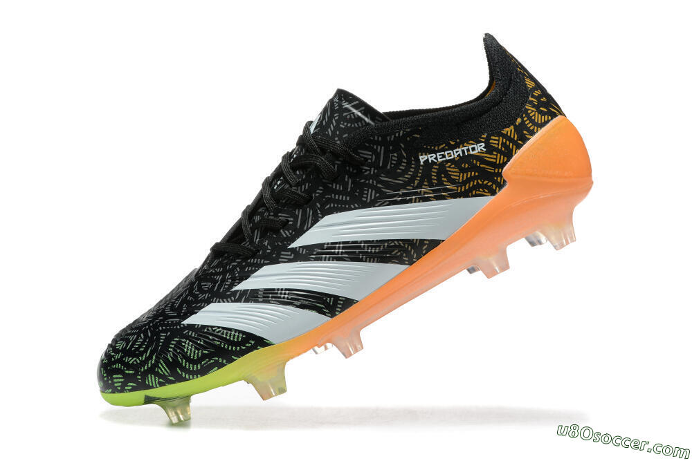 Adidas Predator 24 Elite FG Firm Ground Soccer Cleats - Black/White/Yellow/Orange 5