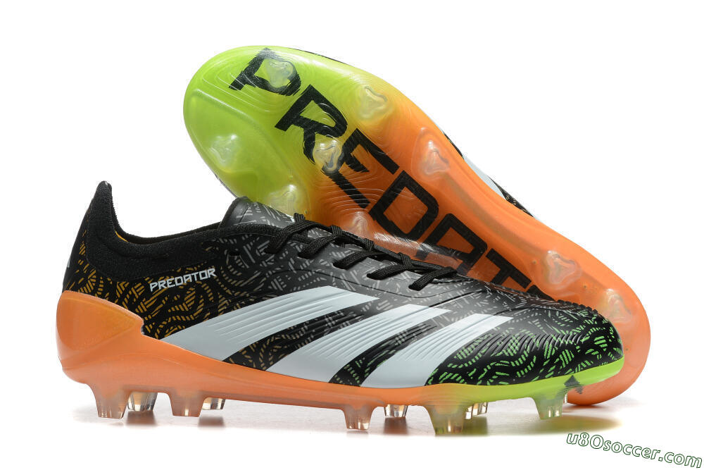 Adidas Predator 24 Elite FG Firm Ground Soccer Cleats - Black/White/Yellow/Orange 1