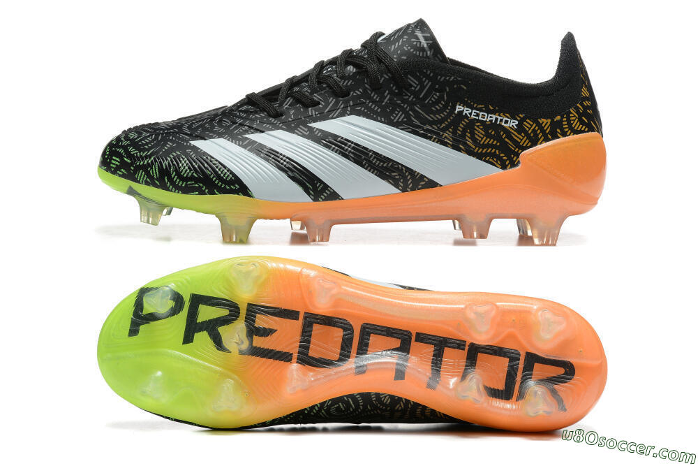 Adidas Predator 24 Elite FG Firm Ground Soccer Cleats - Black/White/Yellow/Orange 0