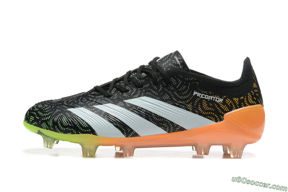 Adidas Predator 24 Elite FG Firm Ground Soccer Cleats - Black/White/Yellow/Orange 2