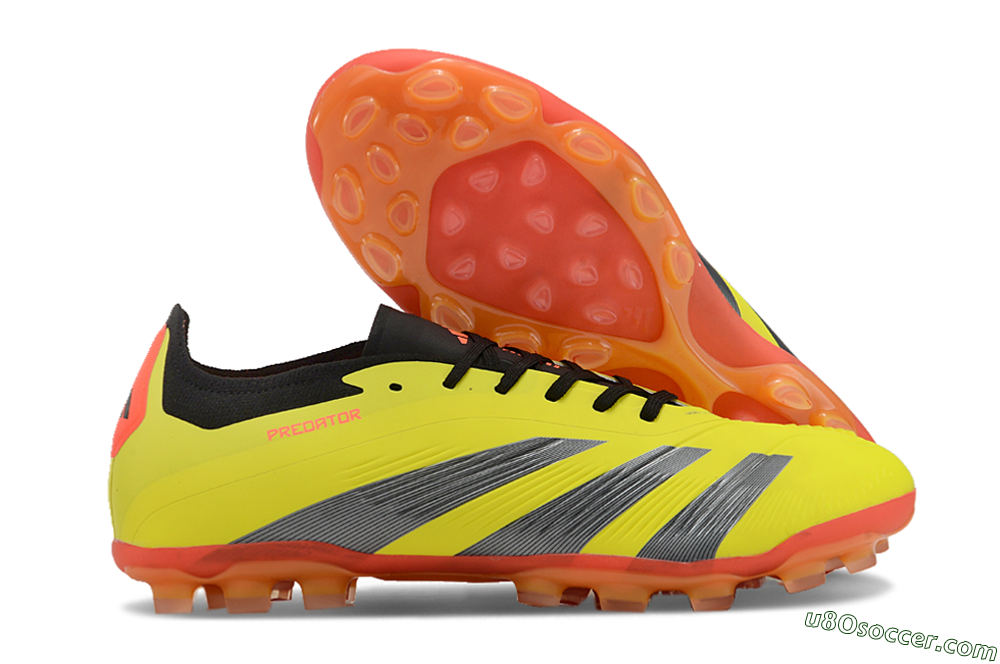 Adidas Predator 24 Elite AG Artificial Grass Soccer Cleats - Yellow/Silver/Red 1