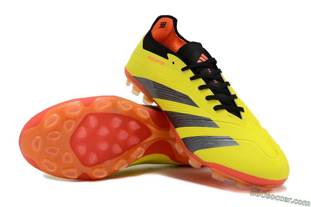 Adidas Predator 24 Elite AG Artificial Grass Soccer Cleats - Yellow/Silver/Red 3