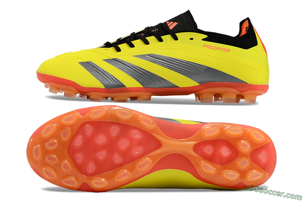 Adidas Predator 24 Elite AG Artificial Grass Soccer Cleats - Yellow/Silver/Red 0